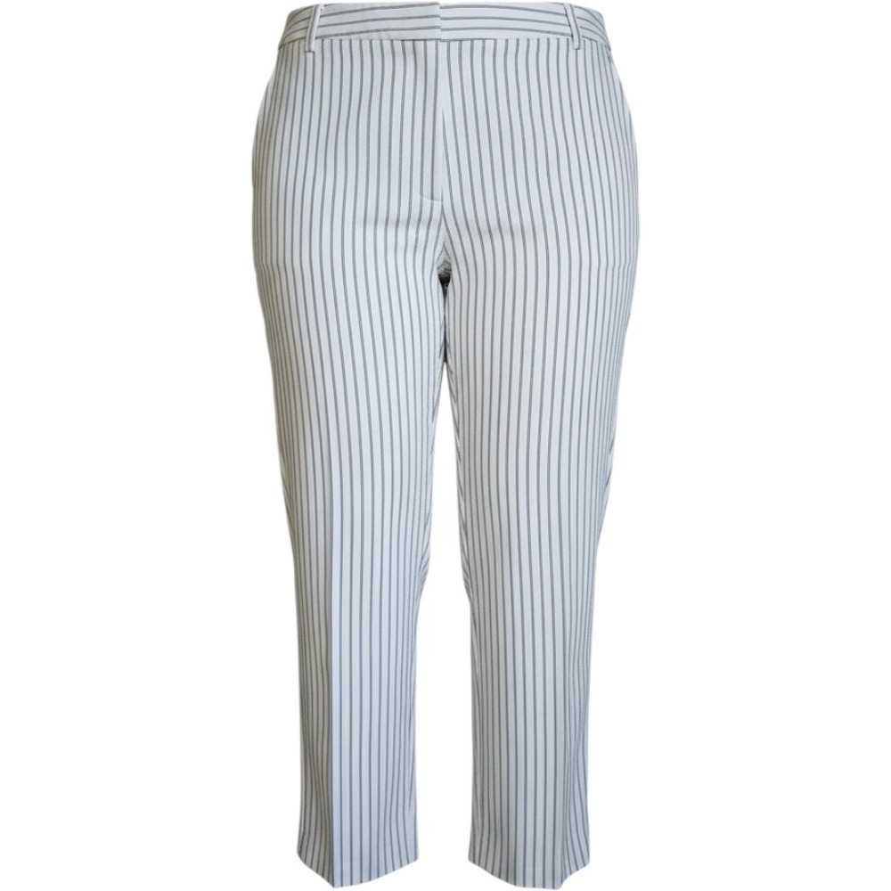 Liz Claiborne Emma Classic Ankle Pants 26W White Pinstripe Secretly Slender NWT